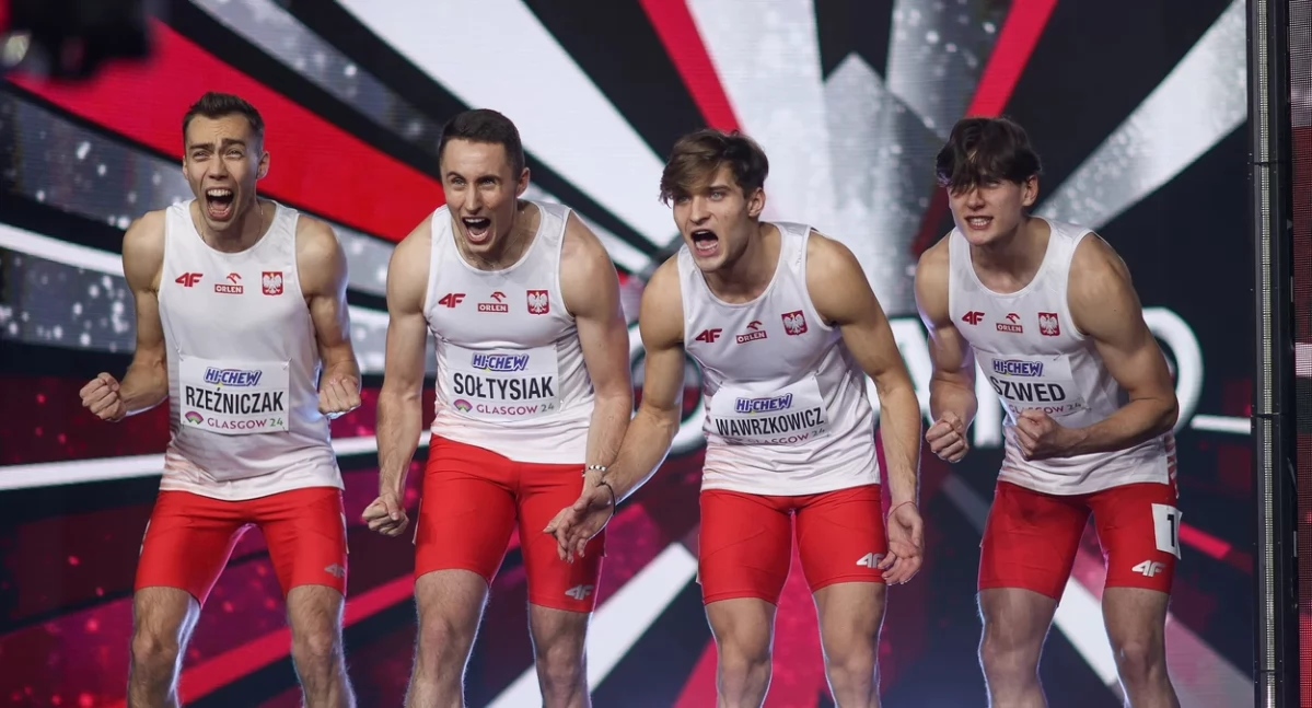 Lekka atletyka, Sprinter Poznań składzie reprezentacji Polski nieoficjalne sztafet - zdjęcie, fotografia