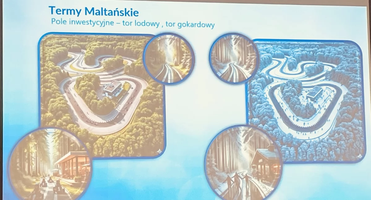Pływanie, lodowy gokartowy lesie Termach Maltańskich pokazano Radnym - zdjęcie, fotografia