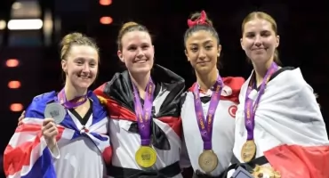 Dagmara Haremza na podium Mistrzostw Europy. 